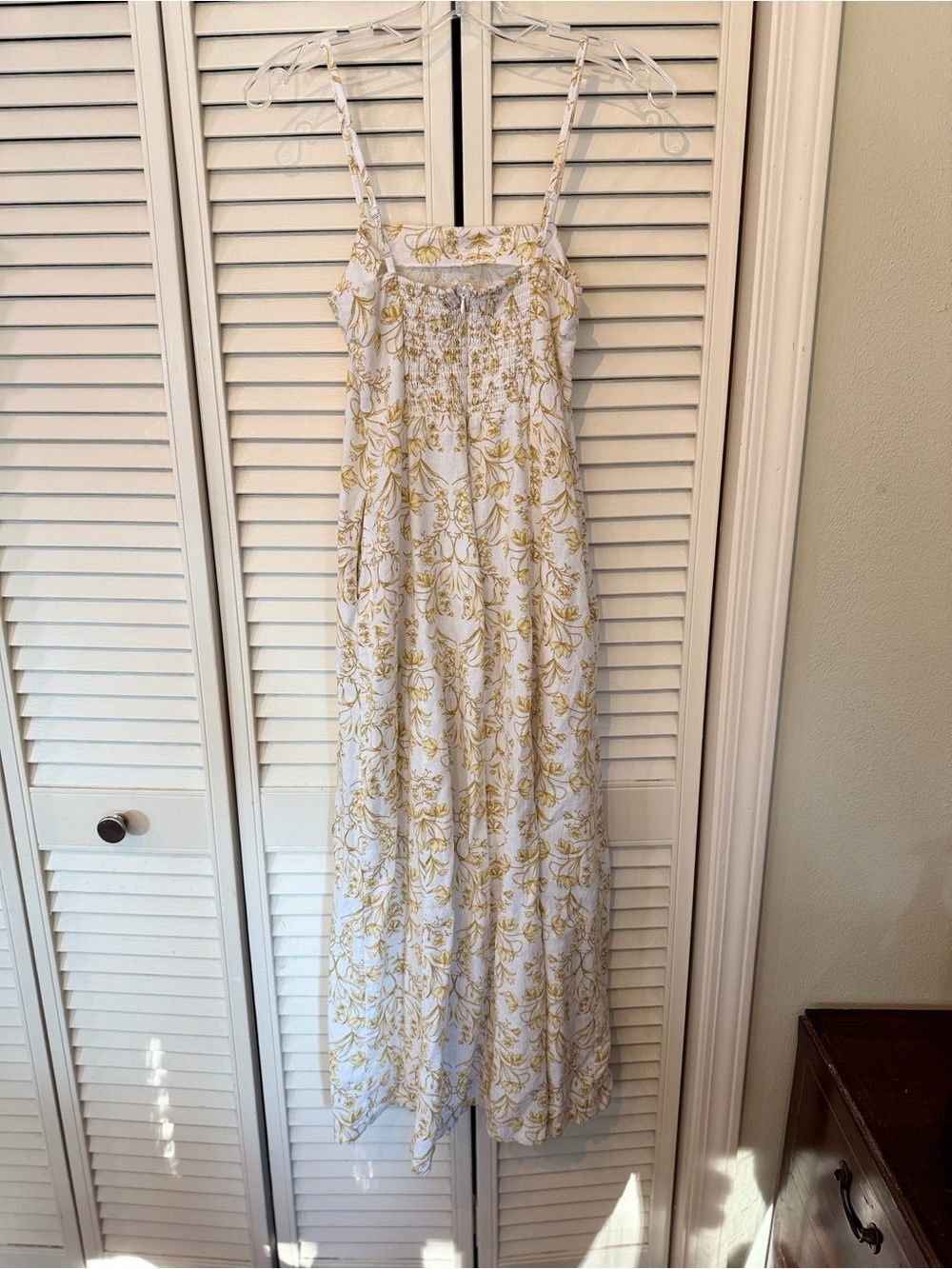 1. STATE Linen Blend Floral Midi Dress XS Smocked Back Cottagecore - Picture 5 of 9